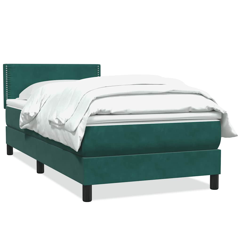 Box Spring krevet s madracem tamnozeleni 80x220 cm baršun