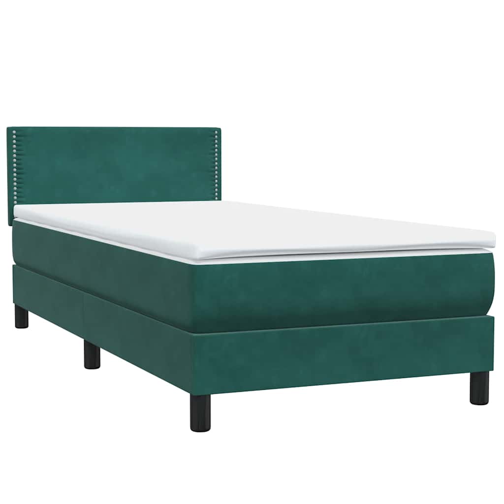 Box Spring krevet s madracem tamnozeleni 80x220 cm baršun