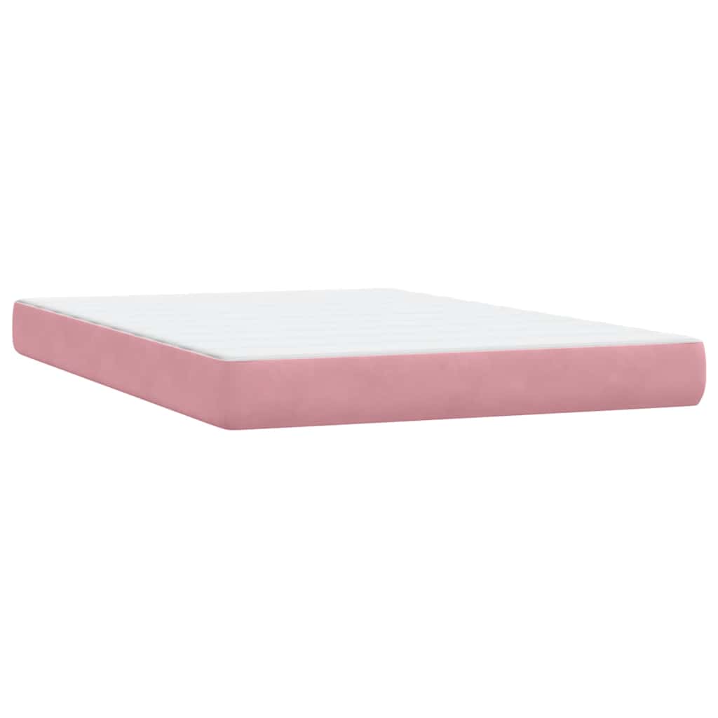 Krevet s oprugama i madracem ružičasti 140x210 cm baršunasti