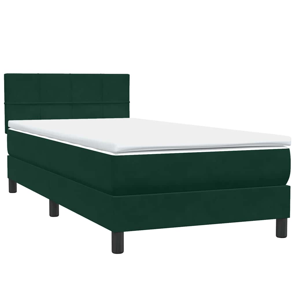 Box Spring krevet s madracem tamnozeleni 80x220 cm baršun