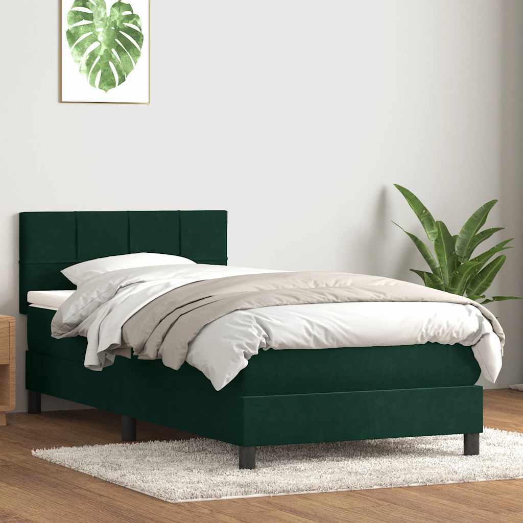 Box Spring krevet s madracem tamnozeleni 80x220 cm baršun