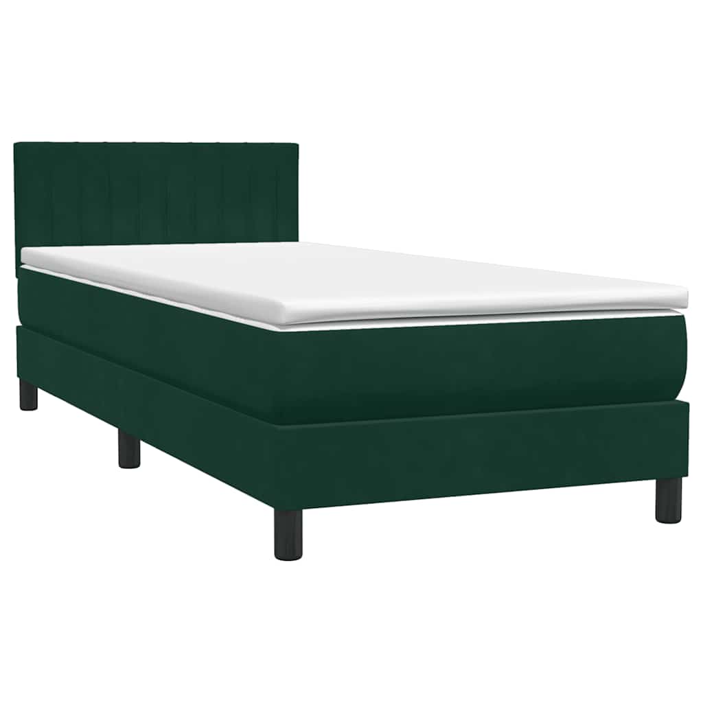 Box Spring krevet s madracem tamnozeleni 80x220 cm baršun