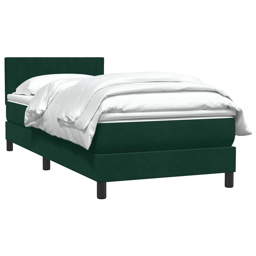 Box Spring krevet s madracem tamnozeleni 80x220 cm baršun