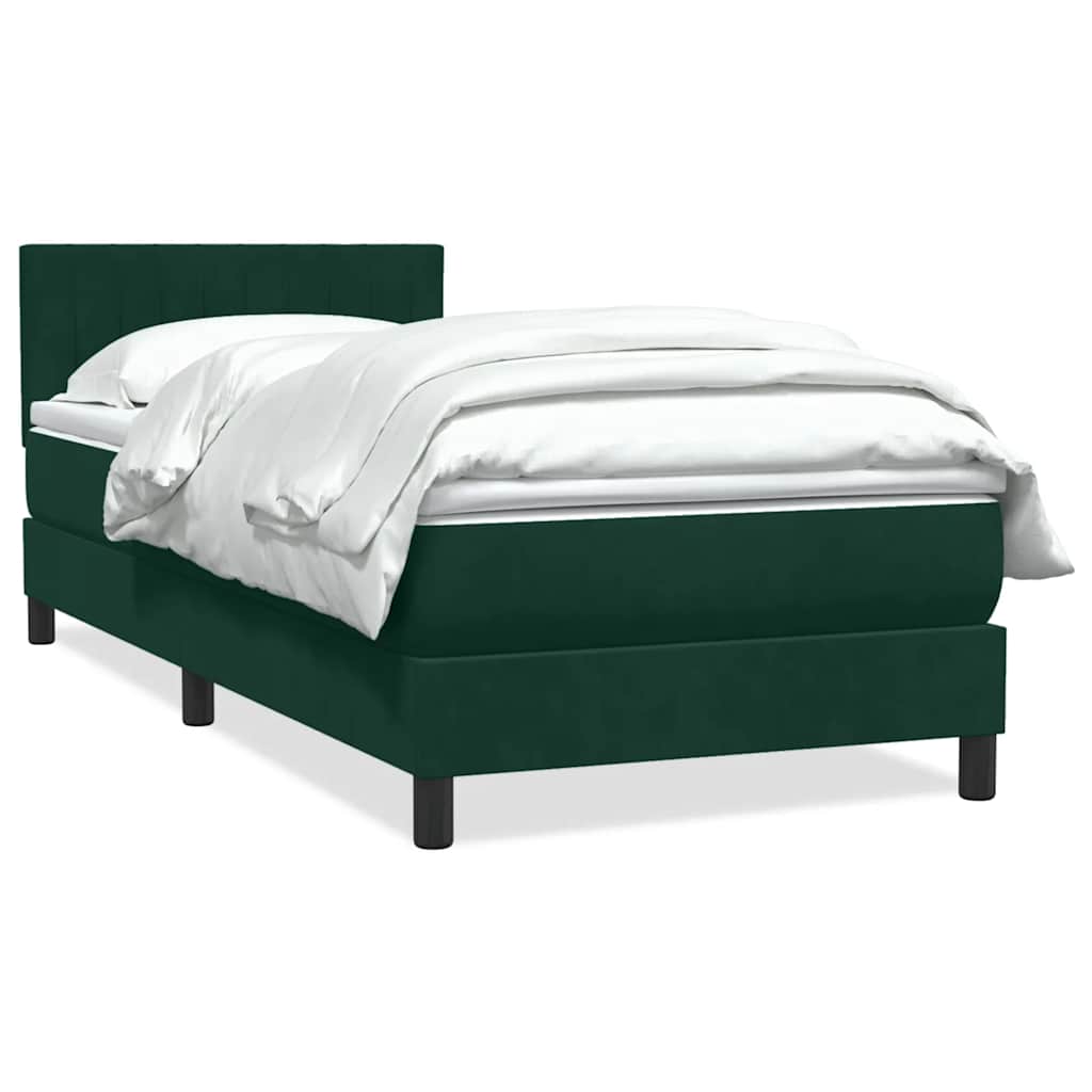 Box Spring krevet s madracem tamnozeleni 80x220 cm baršun