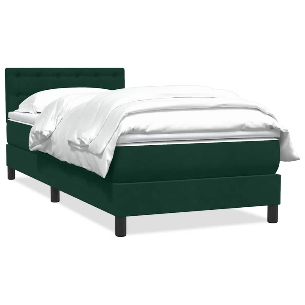 Box Spring krevet s madracem tamnozeleni 80x220 cm baršun