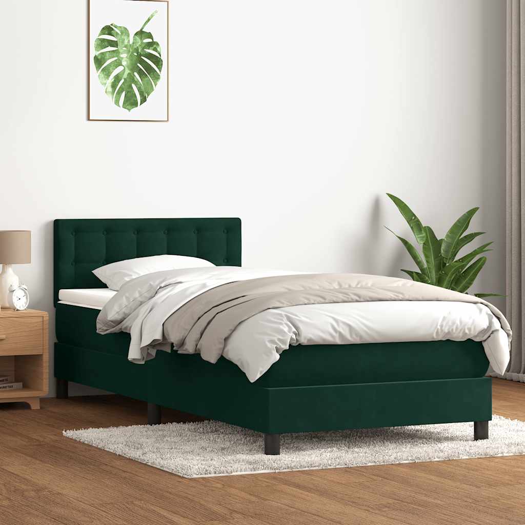 Box Spring krevet s madracem tamnozeleni 80x220 cm baršun