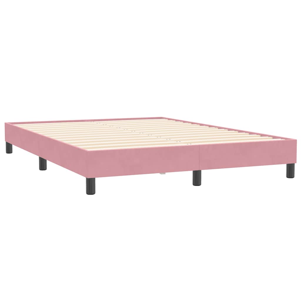 Krevet s oprugama i madracem ružičasti 140x210 cm baršunasti