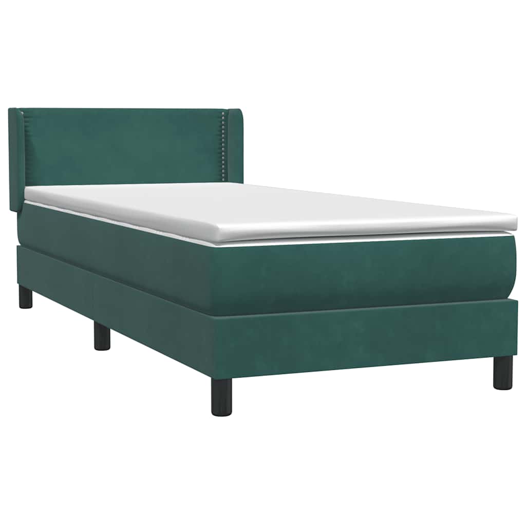 Box Spring krevet s madracem tamnozeleni 80x220 cm baršun