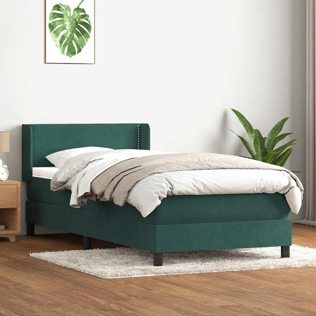 Box Spring krevet s madracem tamnozeleni 80x220 cm baršun