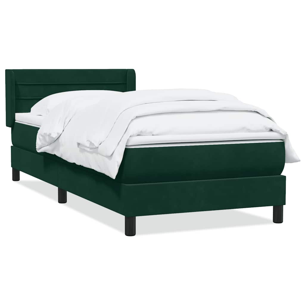 Box Spring krevet s madracem tamnozeleni 80x220 cm baršun