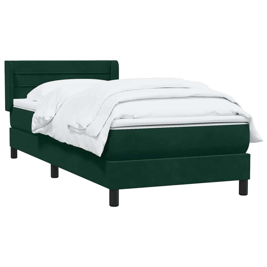 Box Spring krevet s madracem tamnozeleni 80x220 cm baršun