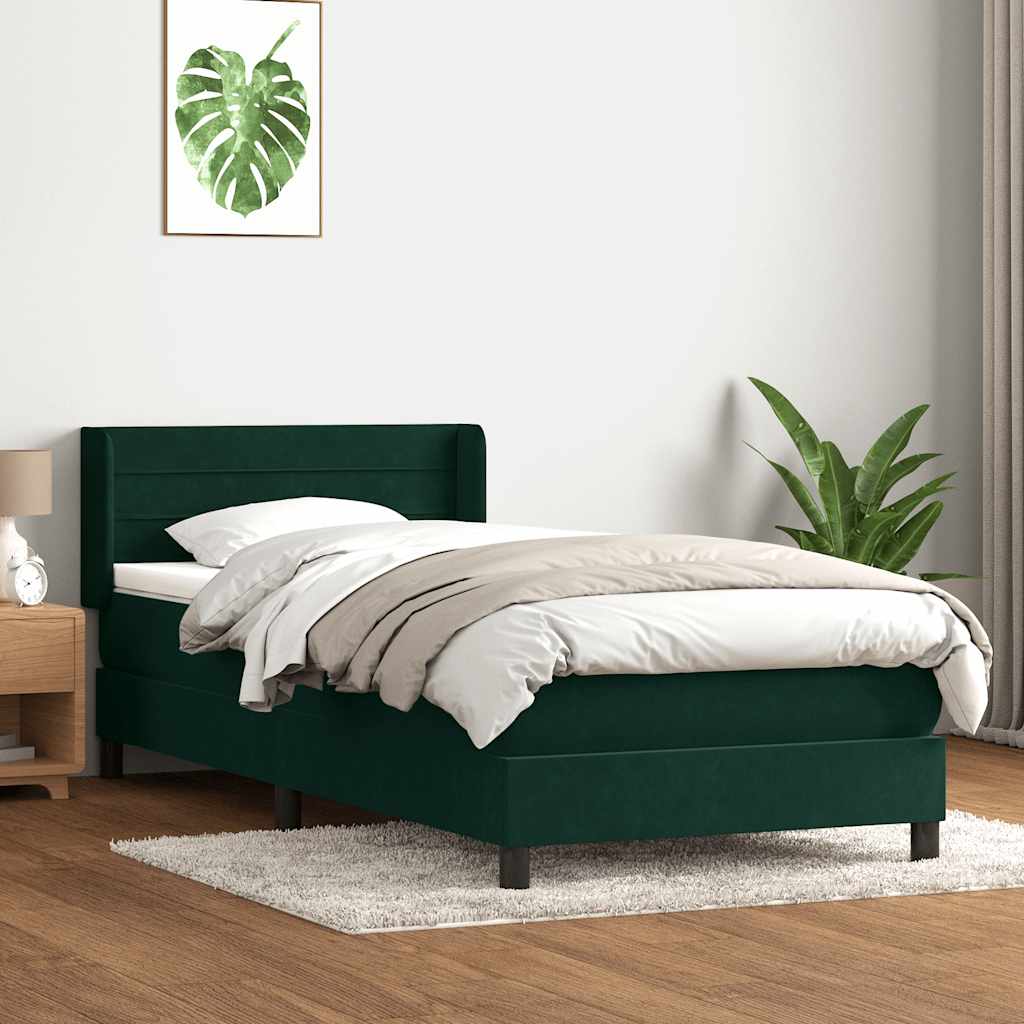 Box Spring krevet s madracem tamnozeleni 80x220 cm baršun