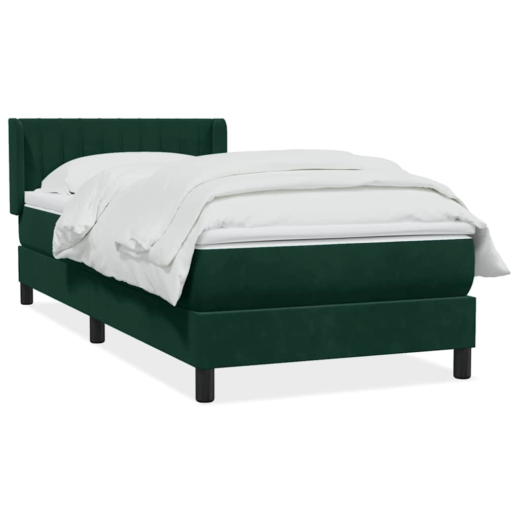 Box Spring krevet s madracem tamnozeleni 80x220 cm baršun