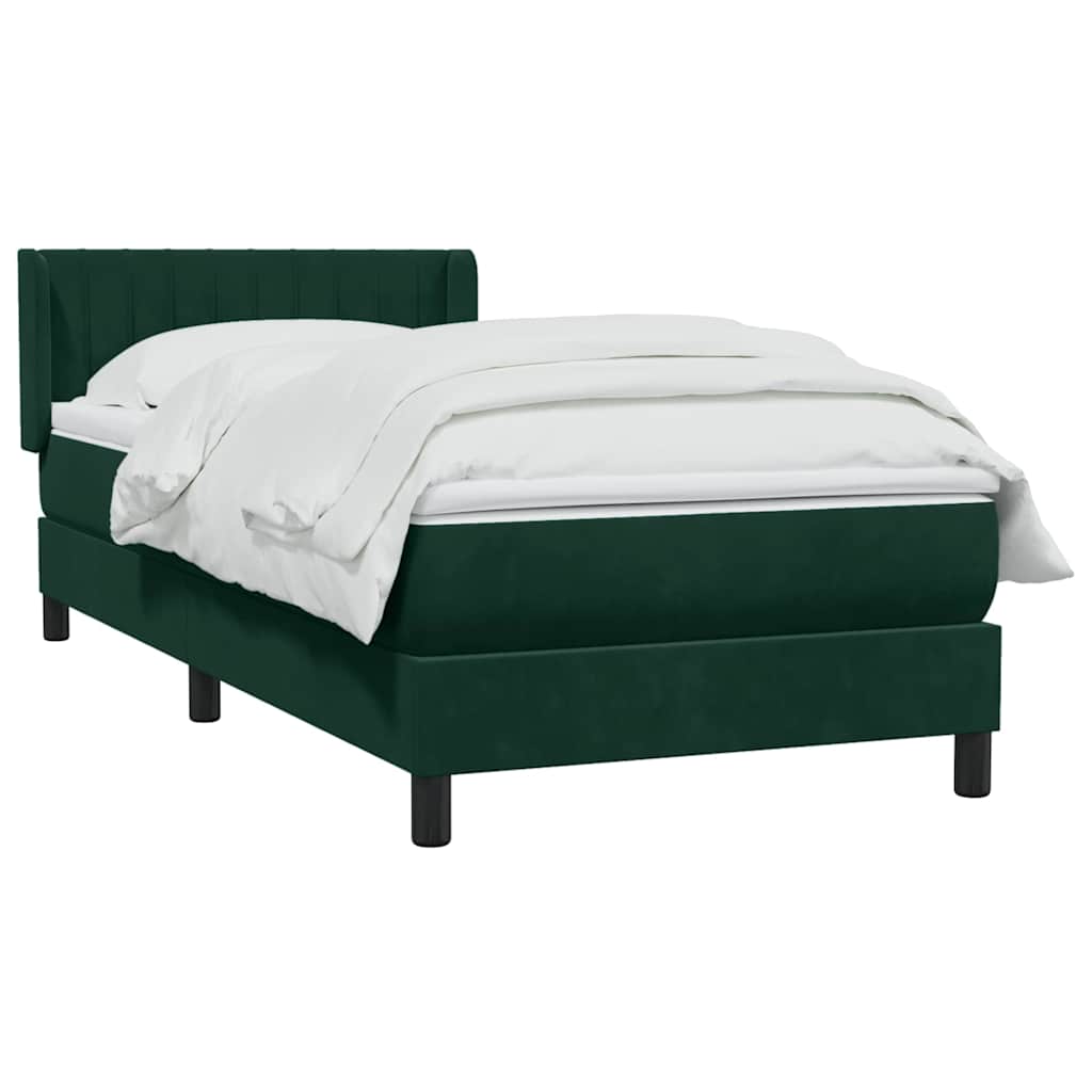 Box Spring krevet s madracem tamnozeleni 80x220 cm baršun