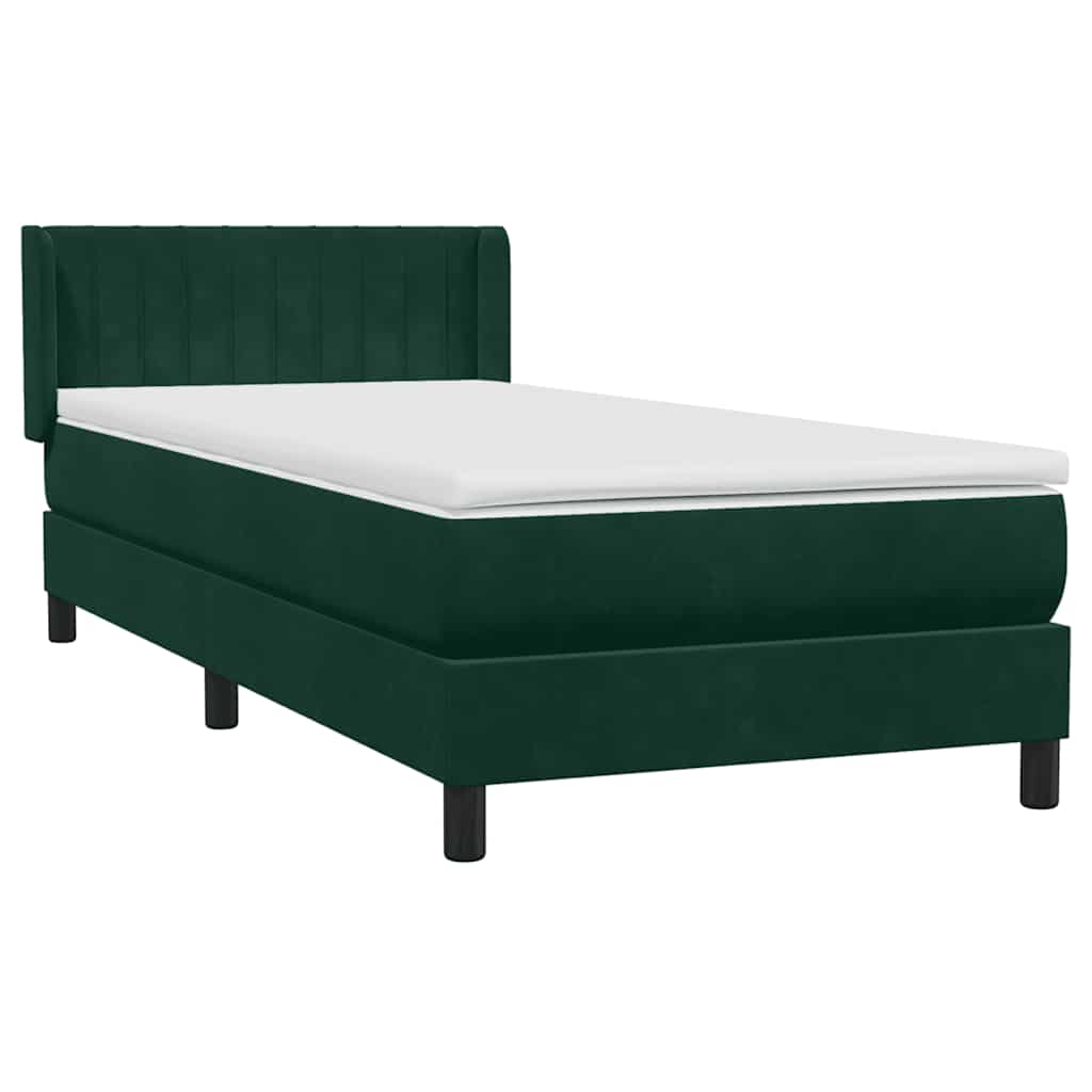 Box Spring krevet s madracem tamnozeleni 80x220 cm baršun