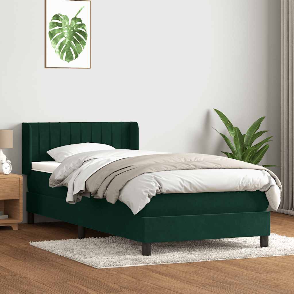 Box Spring krevet s madracem tamnozeleni 80x220 cm baršun