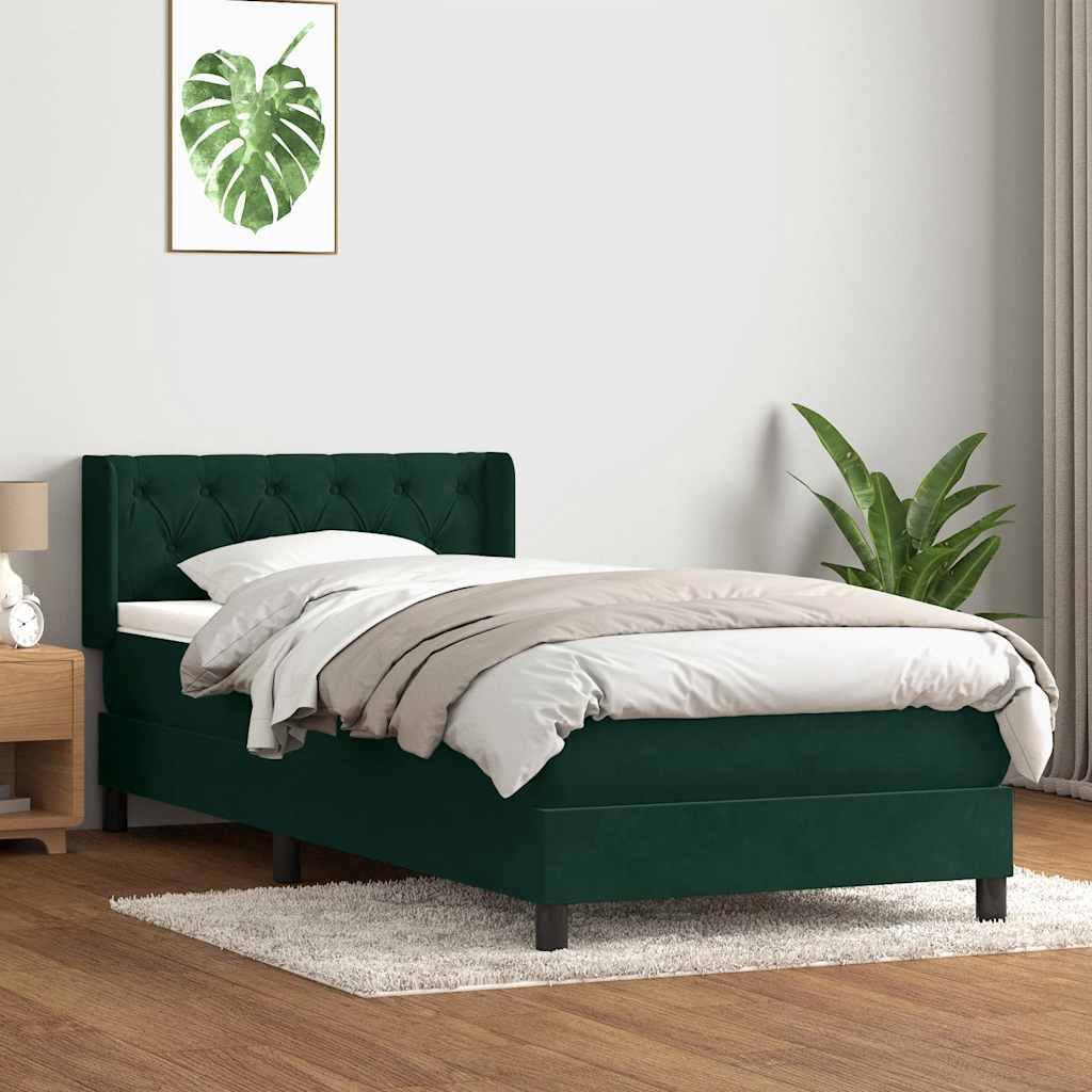 Box Spring krevet s madracem tamnozeleni 80x220 cm baršun