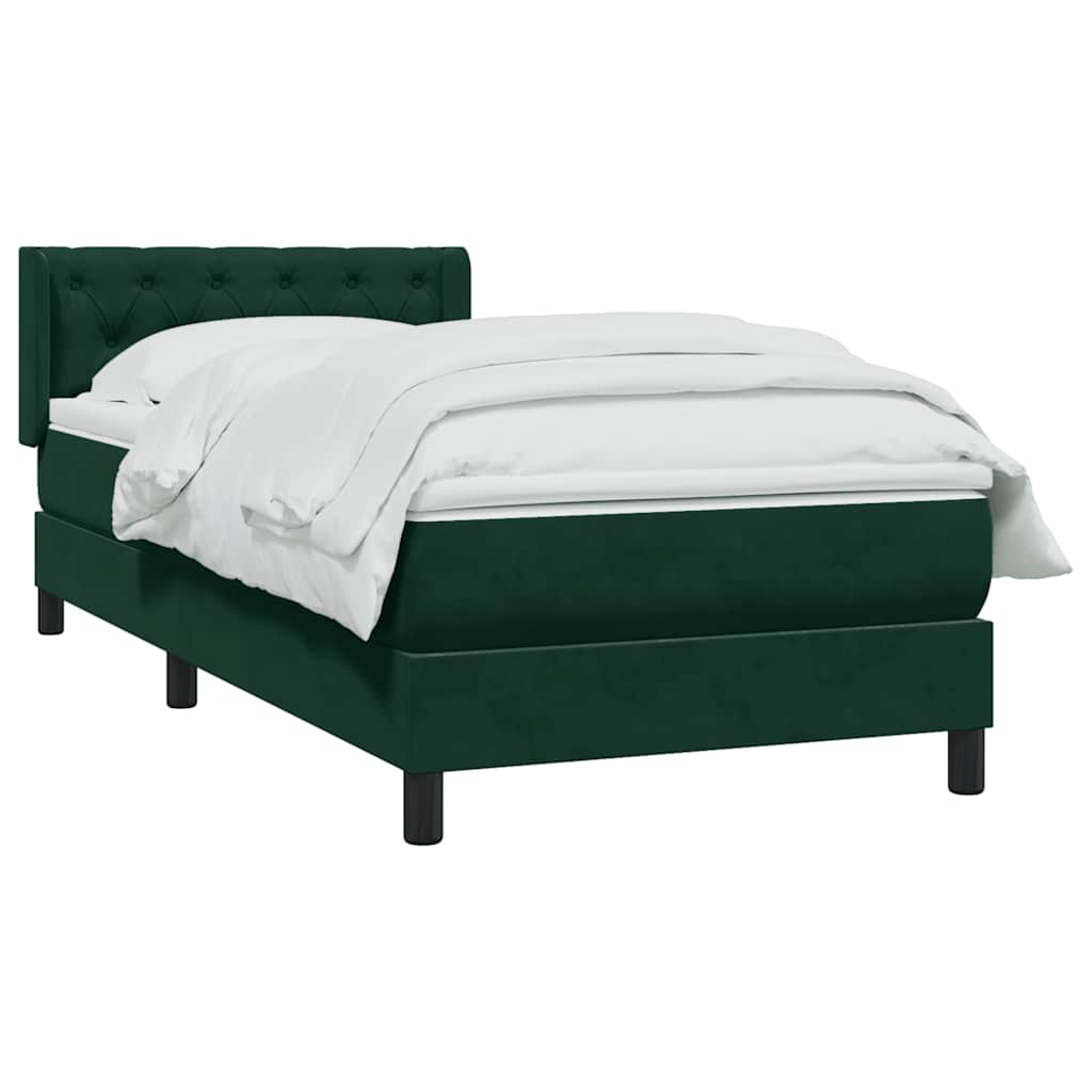 Box Spring krevet s madracem tamnozeleni 80x220 cm baršun