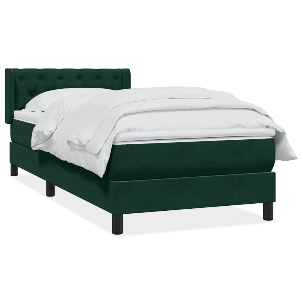 Box Spring krevet s madracem tamnozeleni 80x220 cm baršun