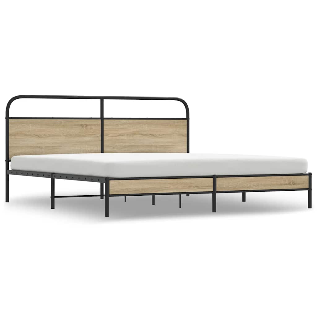 Metalni okvir kreveta bez madraca boja hrasta 200x200 cm
