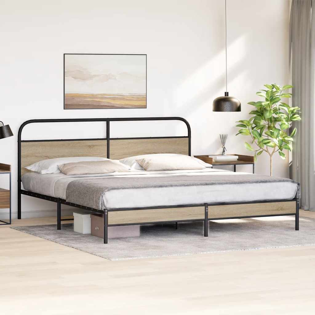 Metalni okvir kreveta bez madraca boja hrasta 200x200 cm