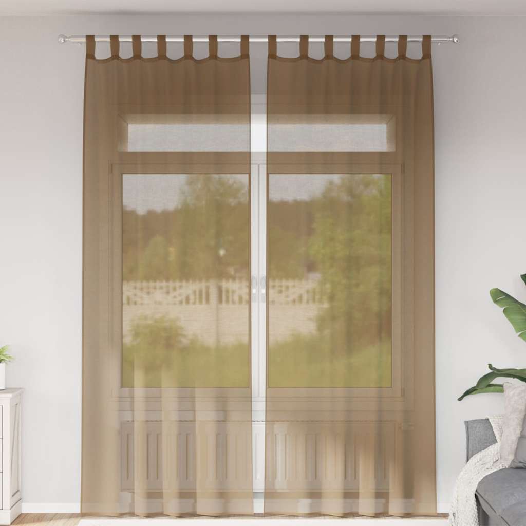 Voile zavjese s petljama 2 kom svijetlosmeđe 140x260 cm