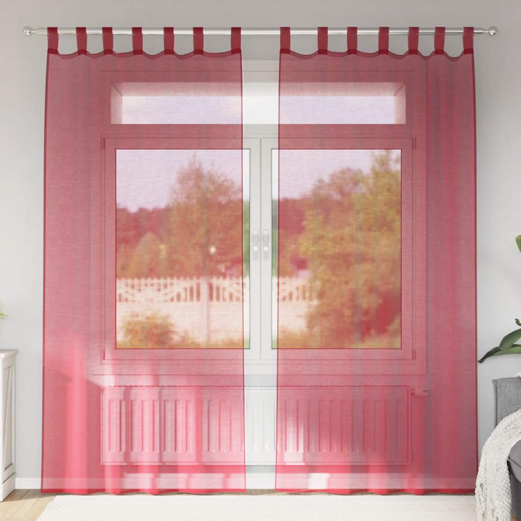 Voile zavjese s petljama 2 kom. vino crvene 140x245 cm