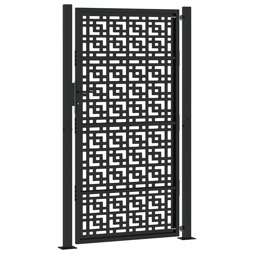 Vrtna vrata crna 100x175 cm čelična križna konstrukcija