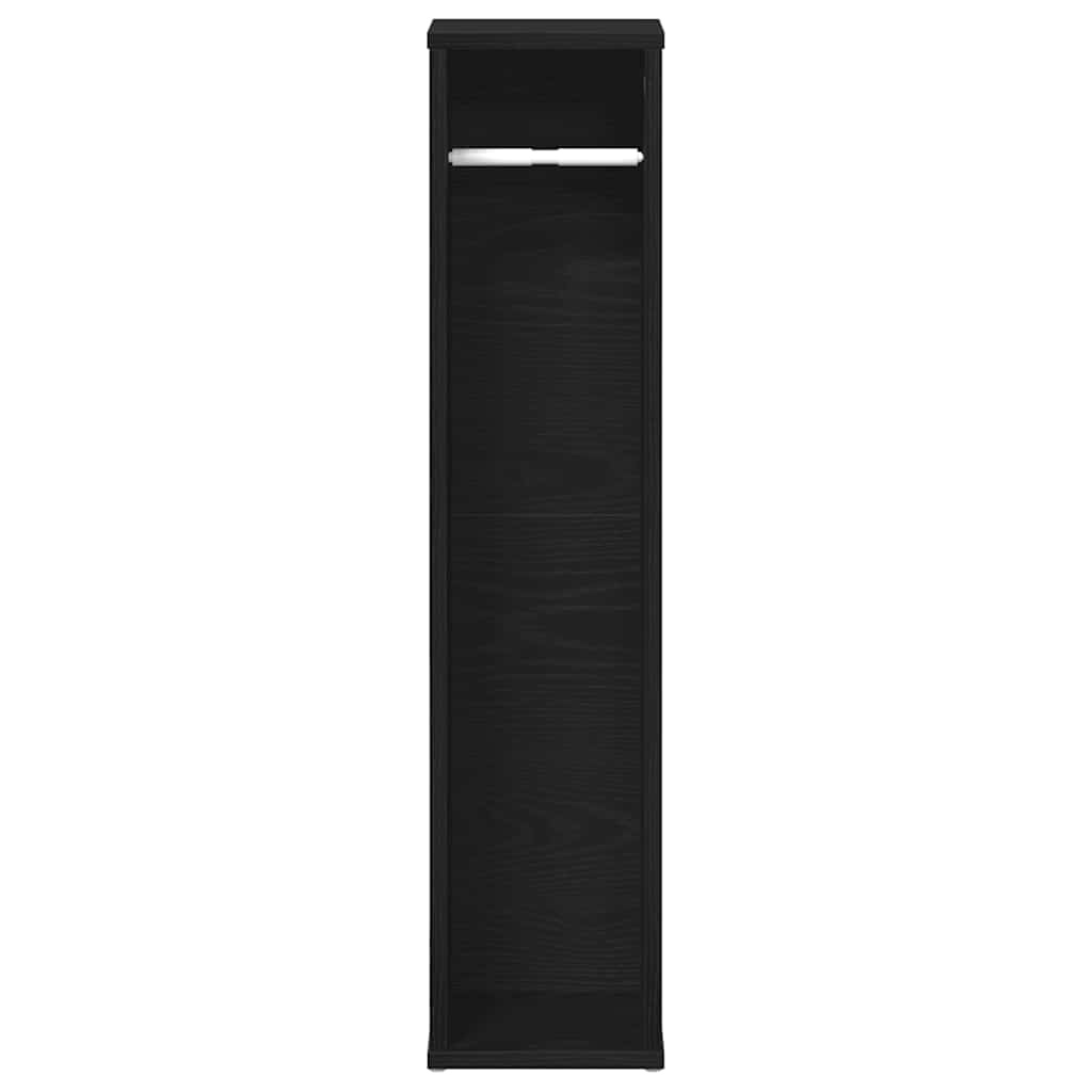 Kupaonski ormarić s držačem za role crni 20,5x20x90 cm