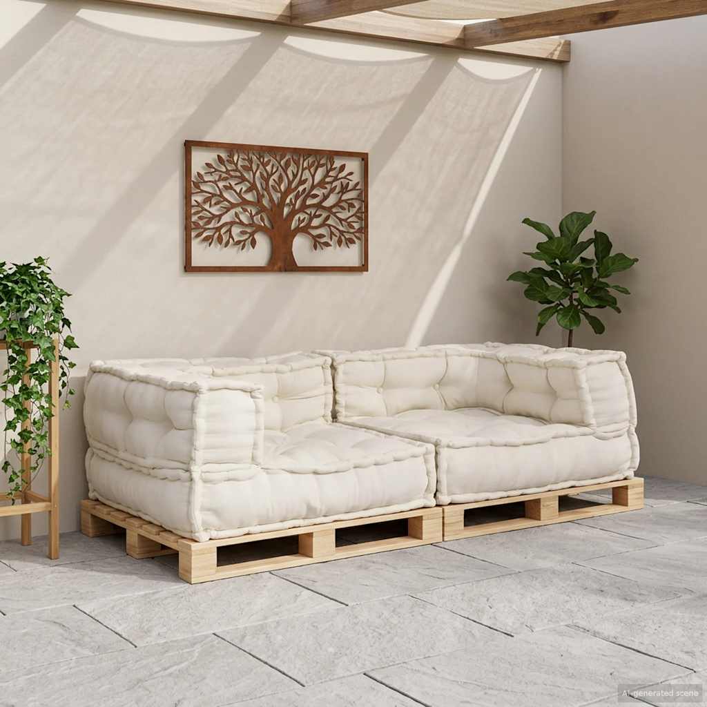 Modularna sofa s 2 sjedišta Krem 140x70x36 Tkanina