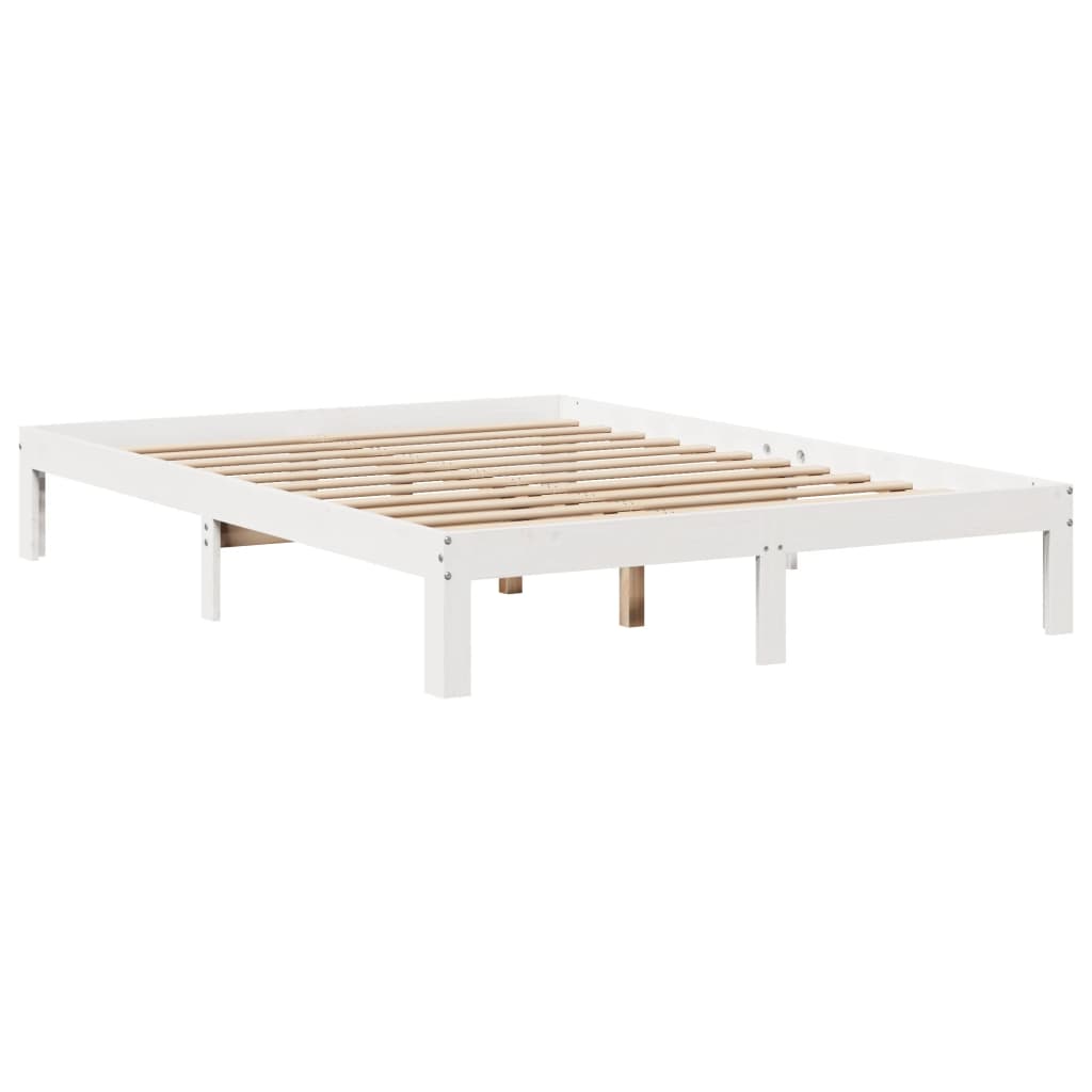 Krevet s regalom z knjige bez madraca bijeli 120x190cm borovina