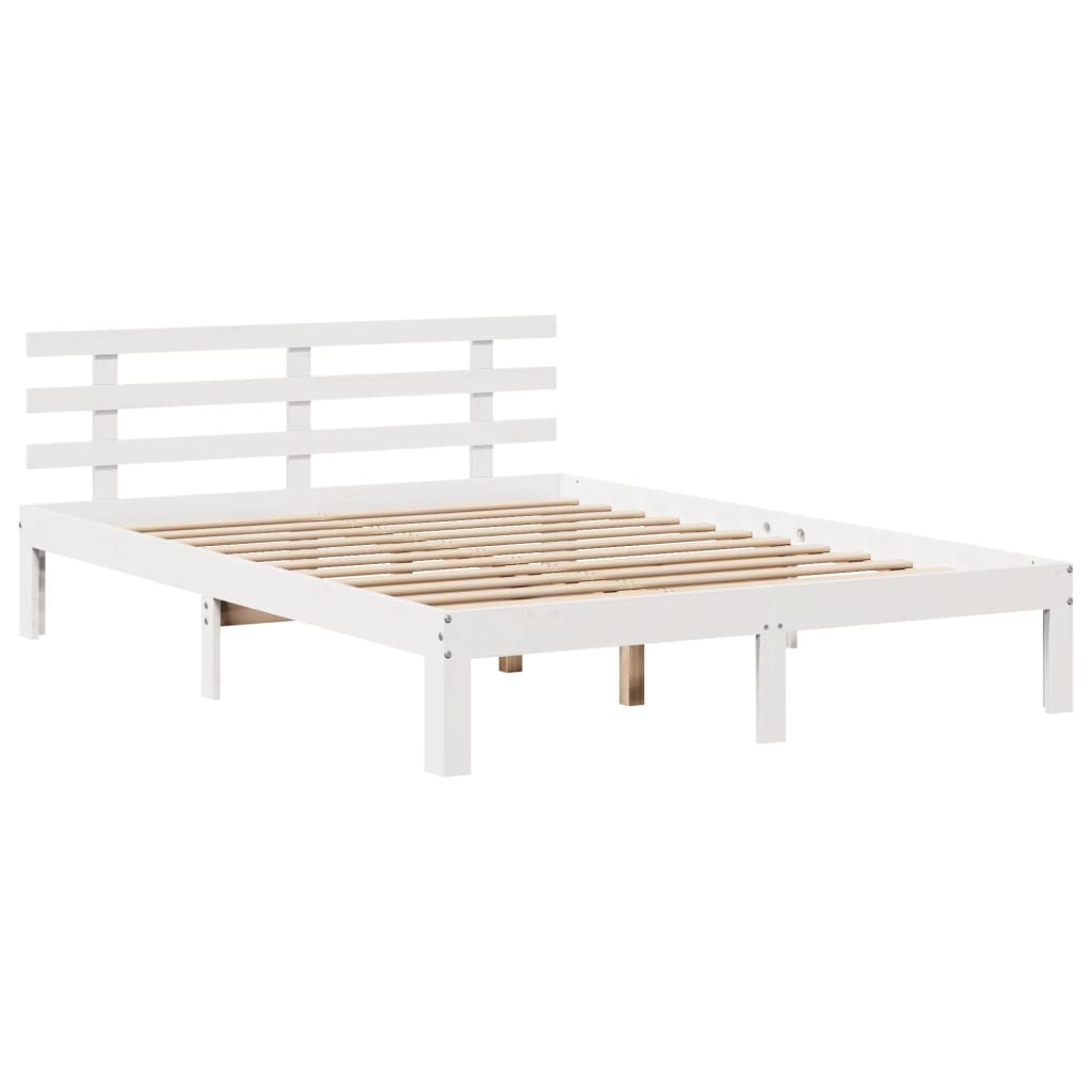 Krevet s regalom z knjige bez madraca bijeli 120x200cm borovina