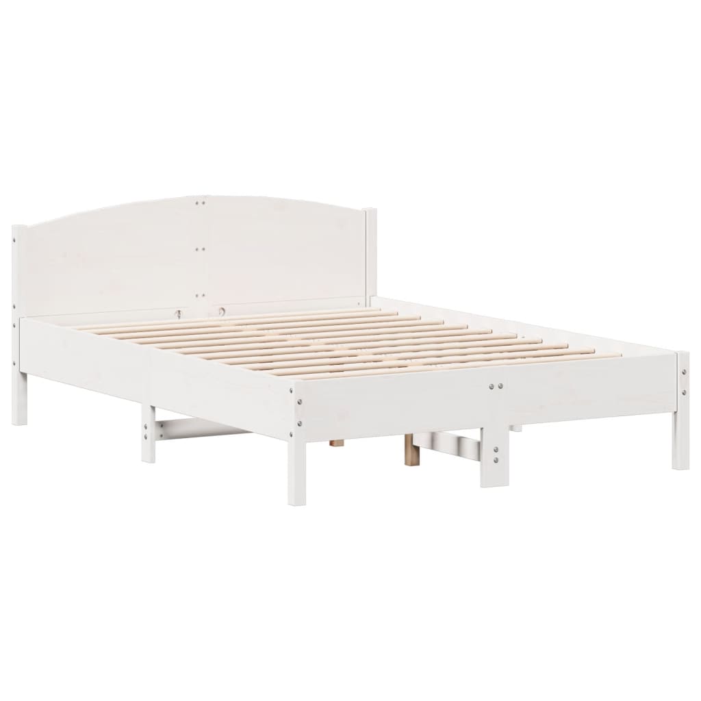 Krevet s regalom z knjige bez madraca bijeli 120x190cm borovina