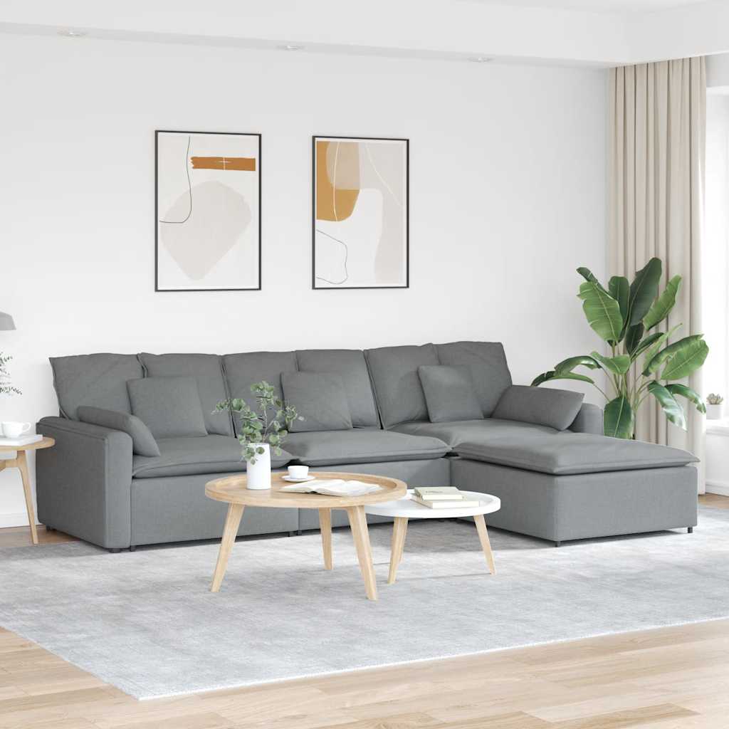 Modularna sofa s tabureom i jastucima svijetlo siva