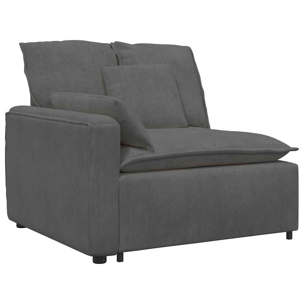 Modularna sofa s jastucima, korduro tkanina, tamno siva