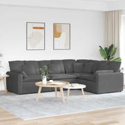 Modularna sofa s jastucima, korduro tkanina, tamno siva