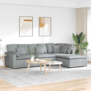 Modularna sofa s podnožjem i jastucima, tkanina, svijetlo siva