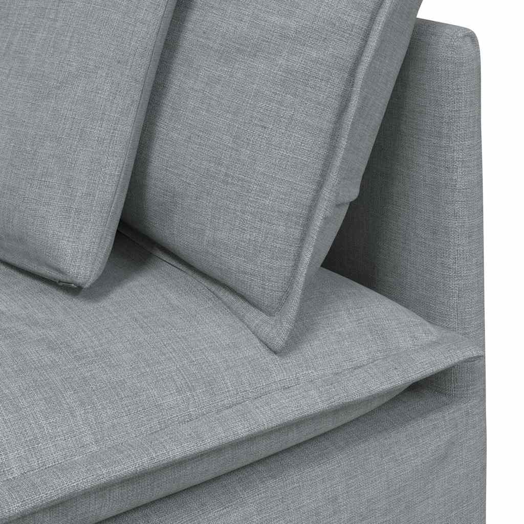 Modularna sofa s podnožjem i jastucima, tkanina, svijetlo siva