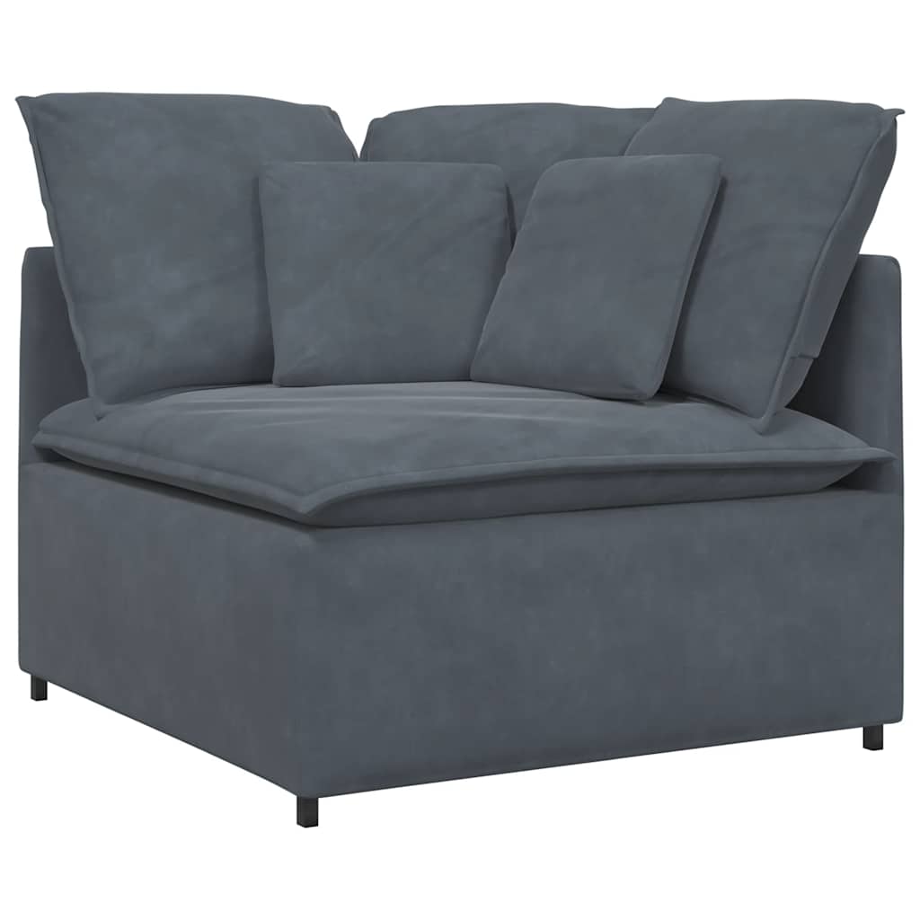 Modularna sofa s podnožjem i jastucima, baršunasta tamno siva