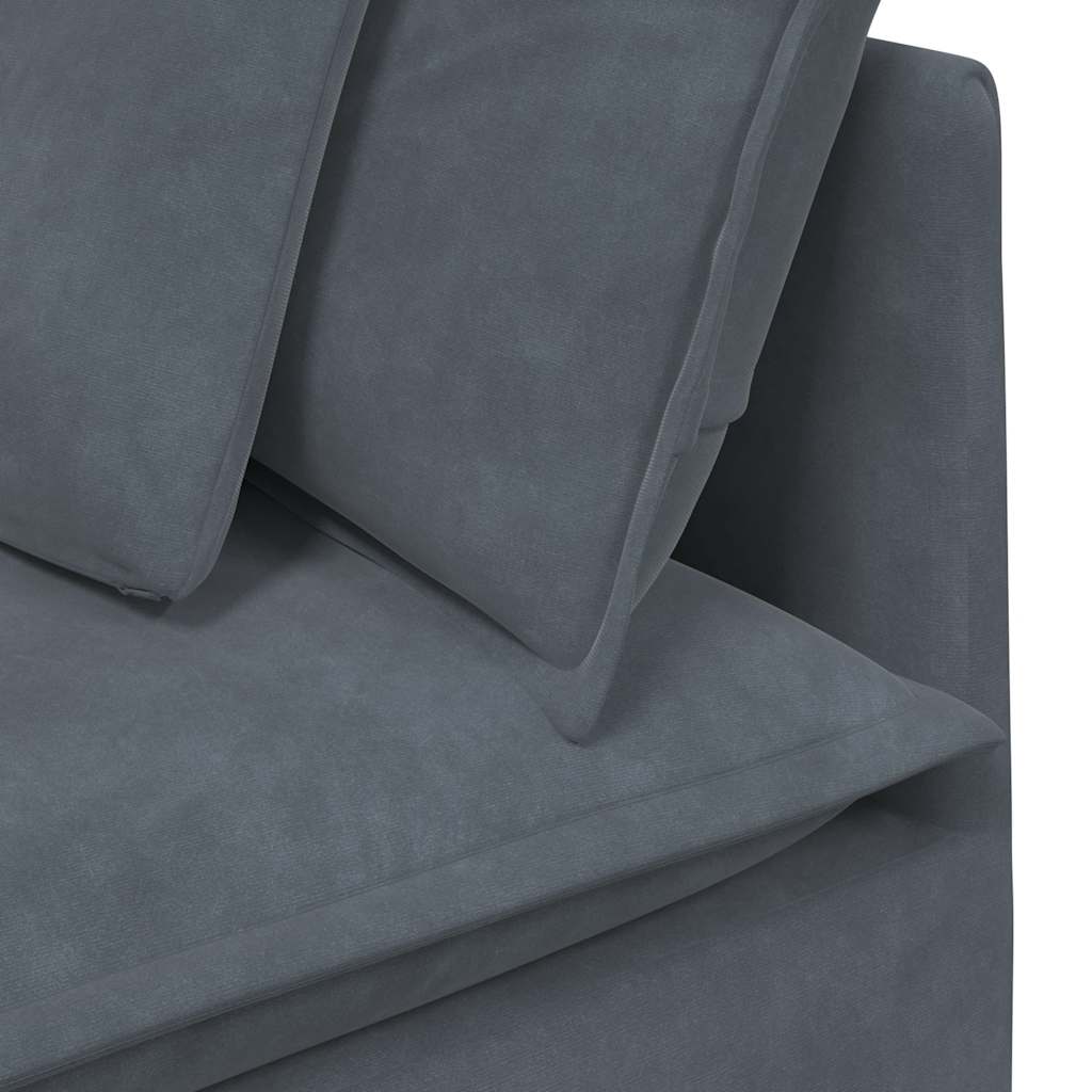 Modularna sofa s podnožjem i jastucima, baršunasta tamno siva