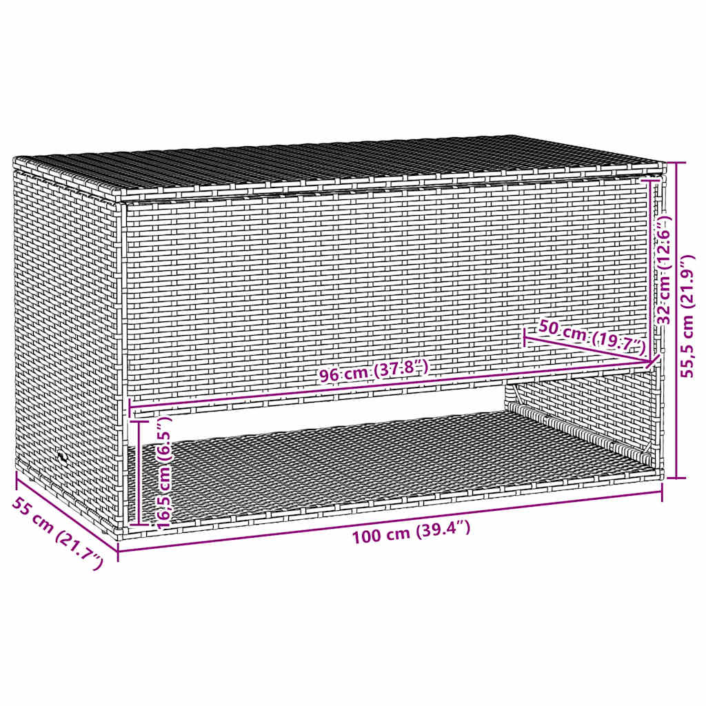 Vanjska kutija za jastuke bež 100x55x55,5 cm poli ratan
