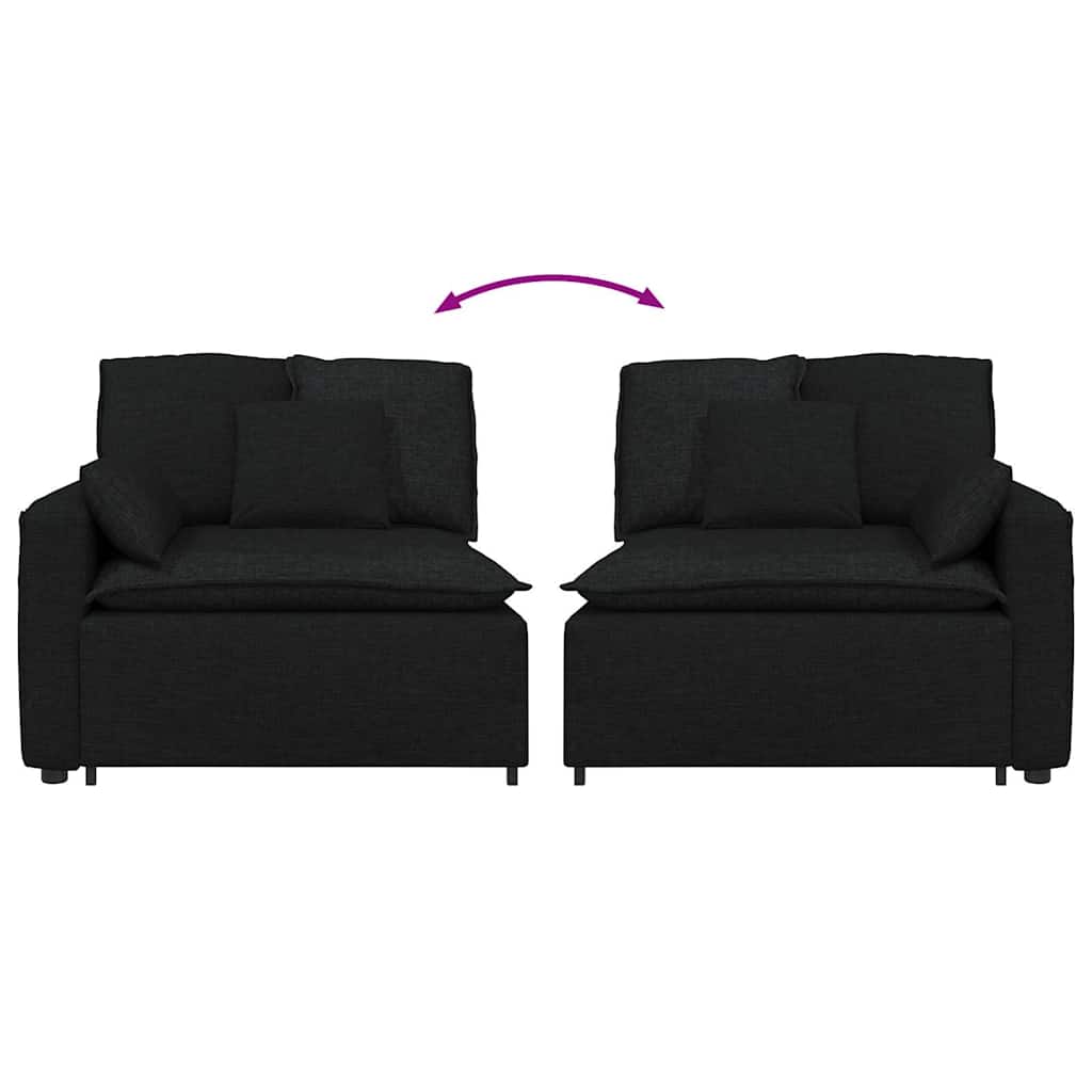 Modularni kauč s naslonom za ruke i jastucima crni 100 cm