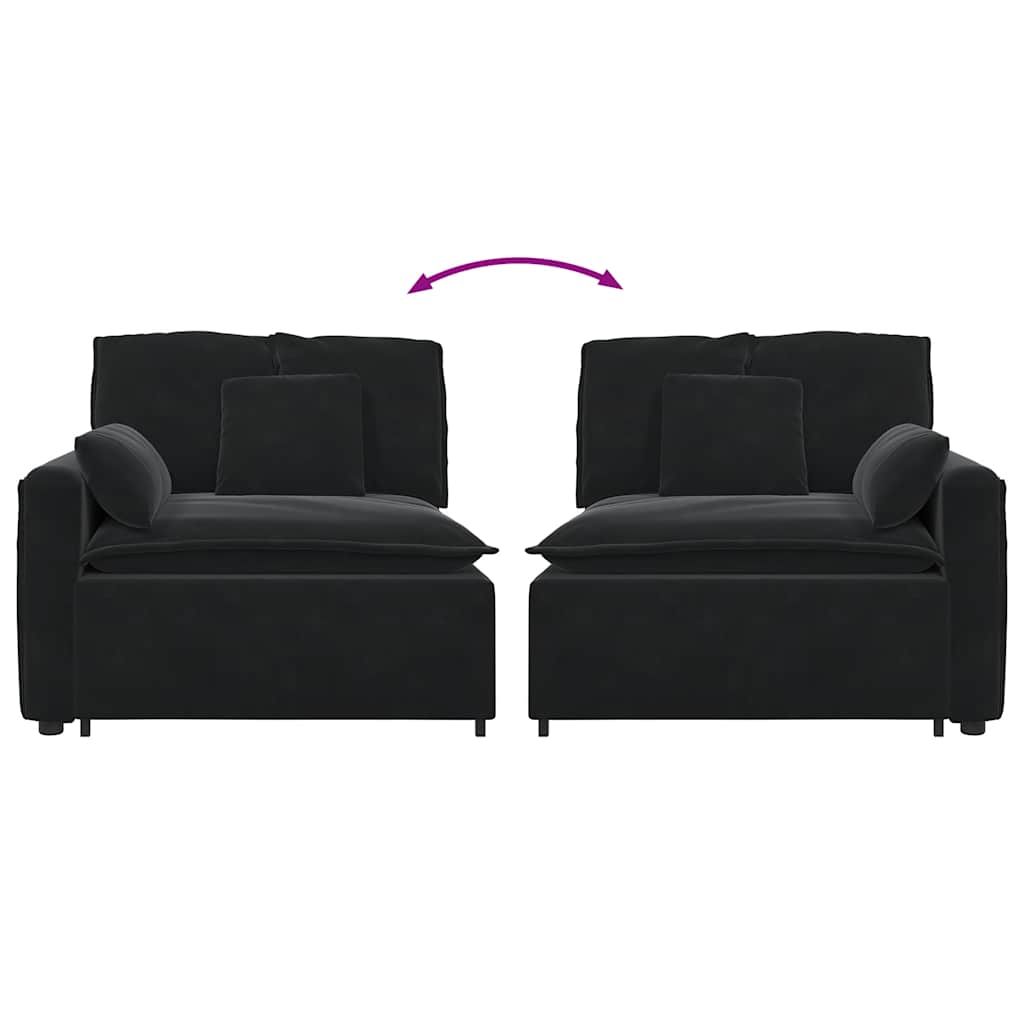 Modularni kauč s naslonom za ruke i jastucima crni 100 cm