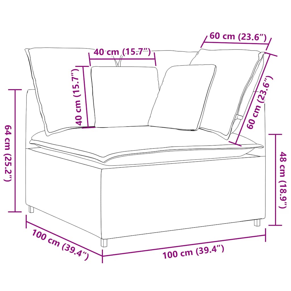 Modularna Kutna Sofa s Jastucima Plava 100 cm