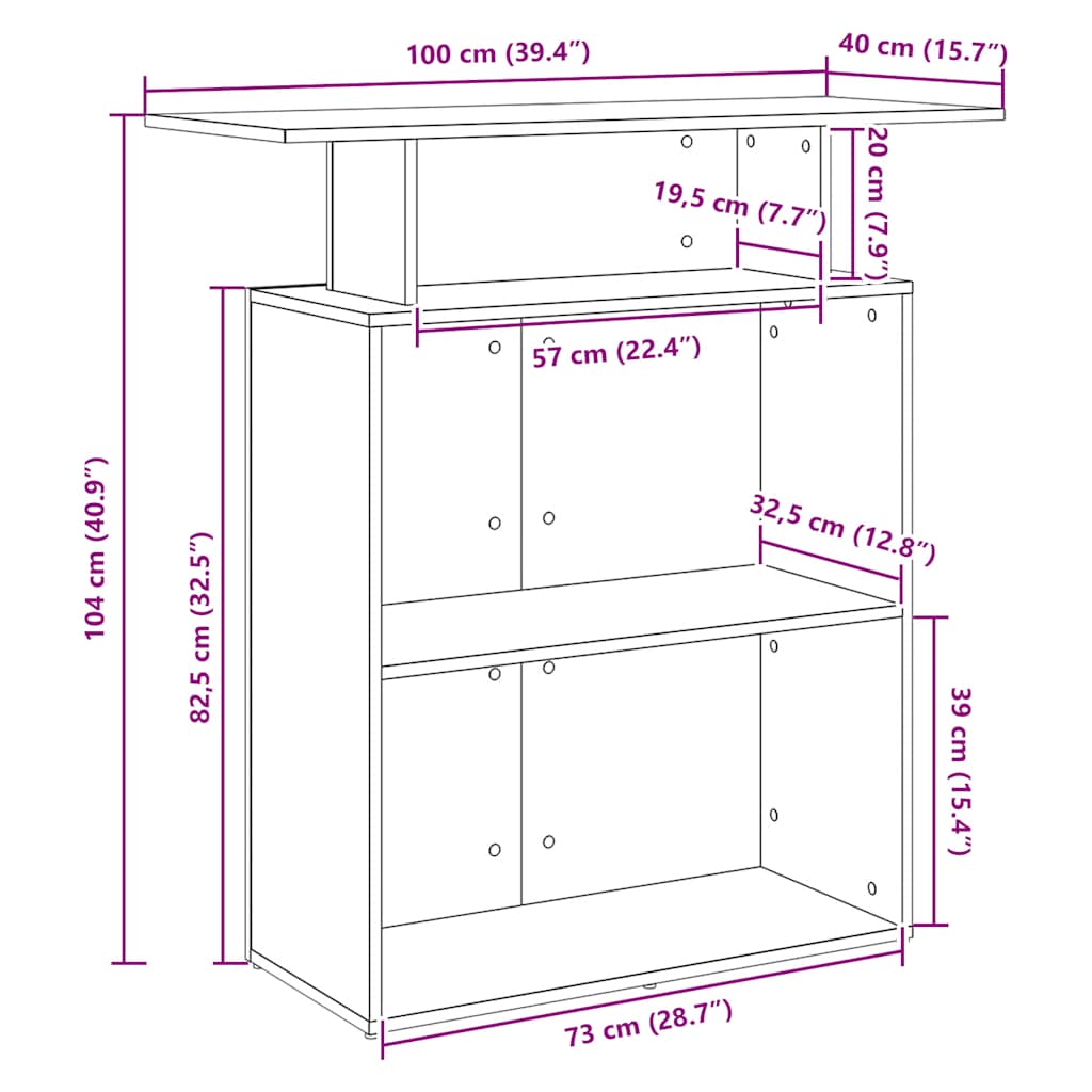 Recepcijski stol staro drvo 100x40x104 cm konstruirano drvo
