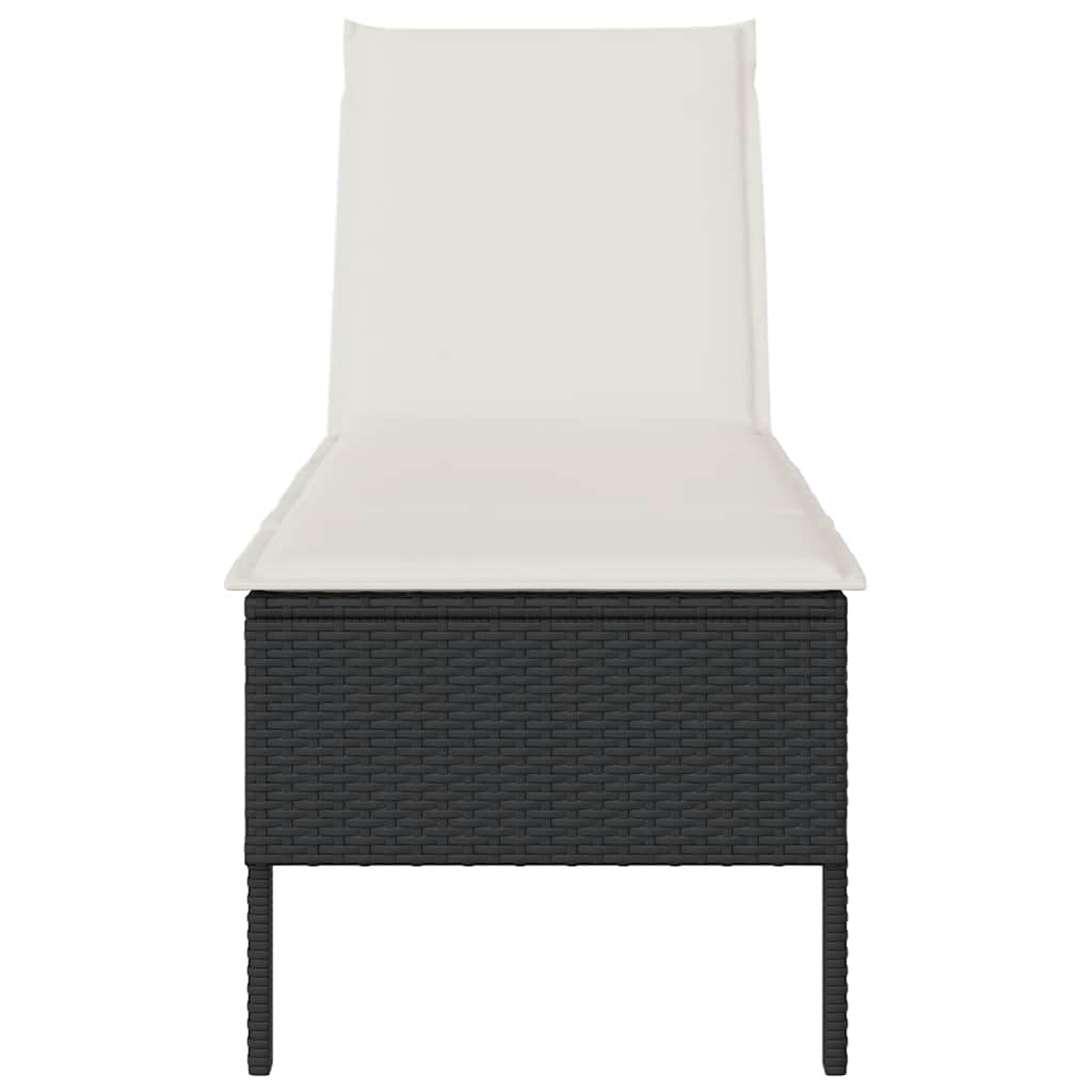 Ležaljka s jastukom crna 55x200x44 cm poli ratan