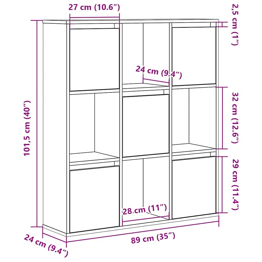 Regal za knjige boja hrasta 89x24x101,5cm od konstruiranog drva