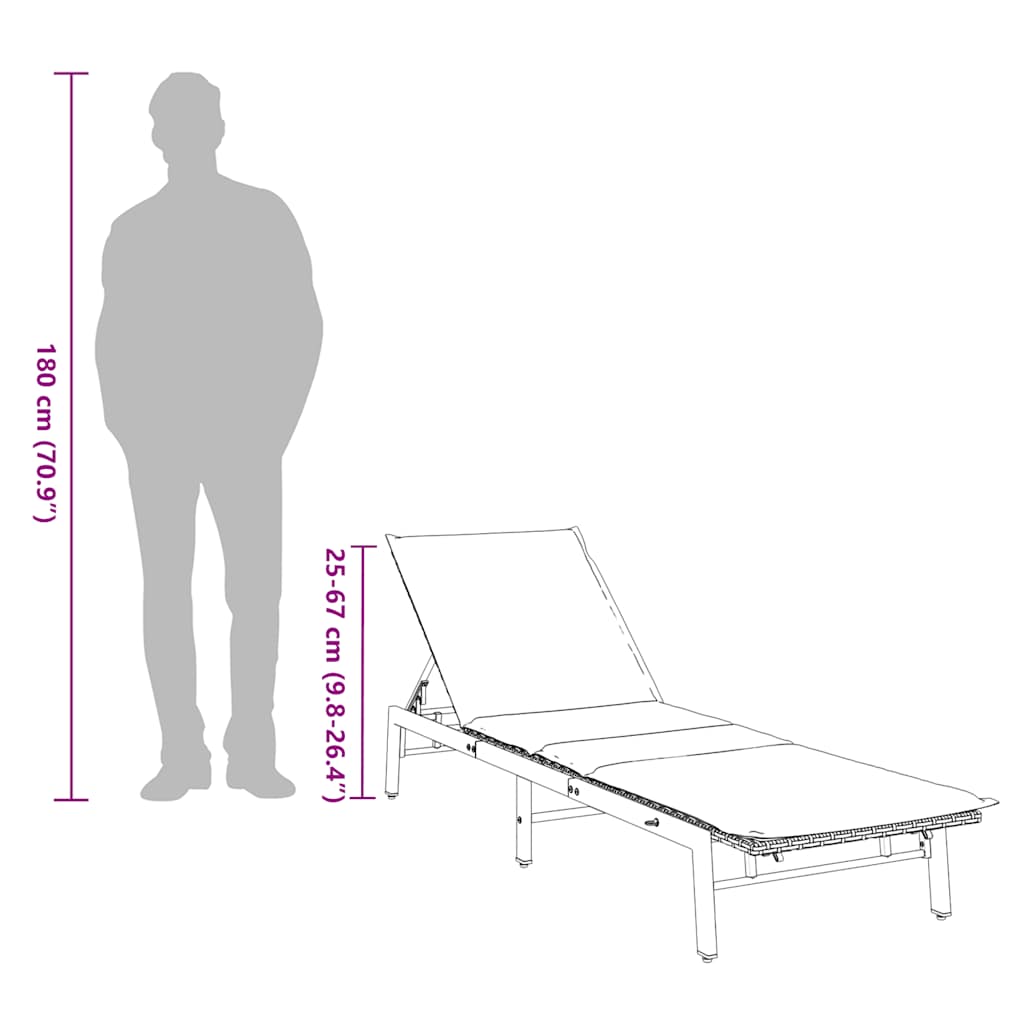 Ležaljka s jastukom, smeđa, poli ratan