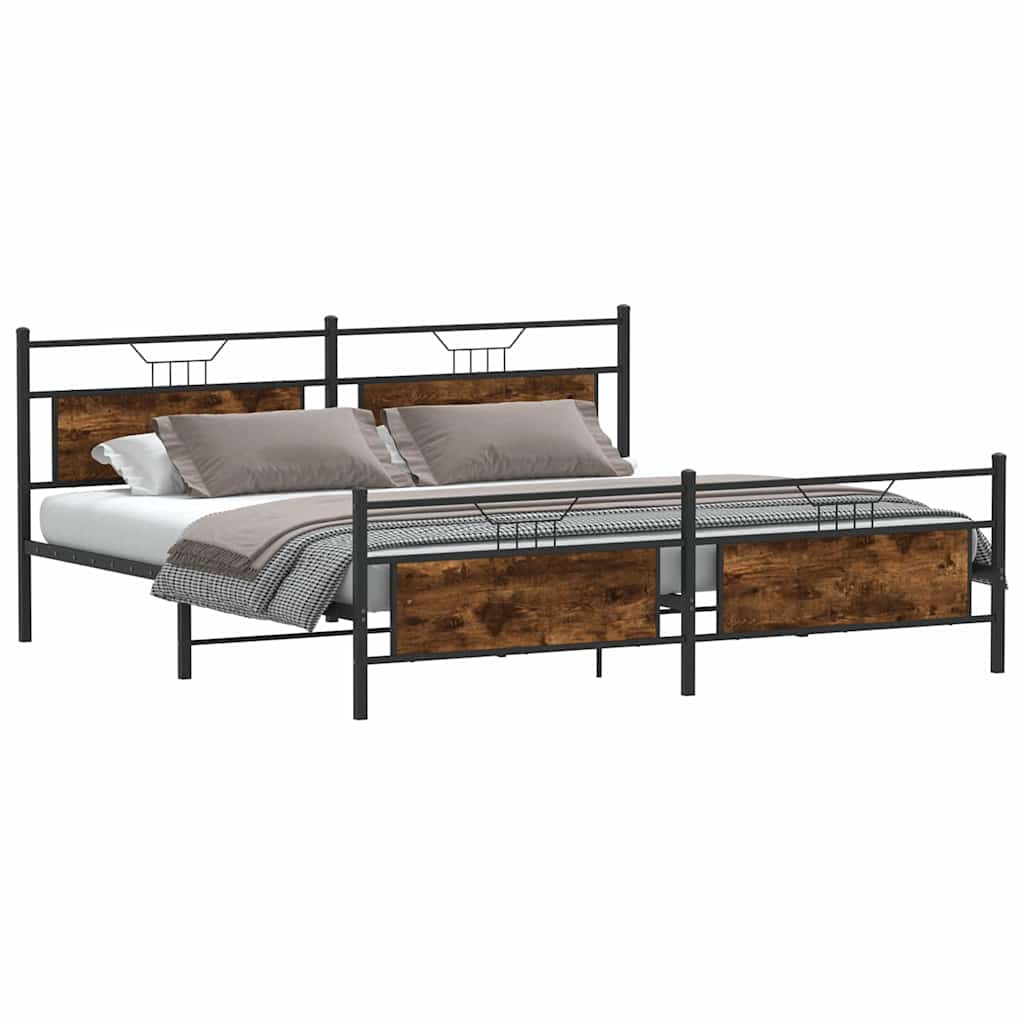 Metalni okvir kreveta bez madraca boja hrasta 200x200 cm