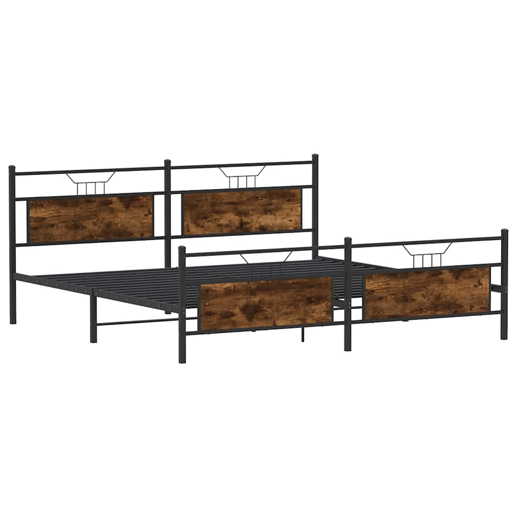 Metalni okvir kreveta bez madraca boja hrasta 200x200 cm